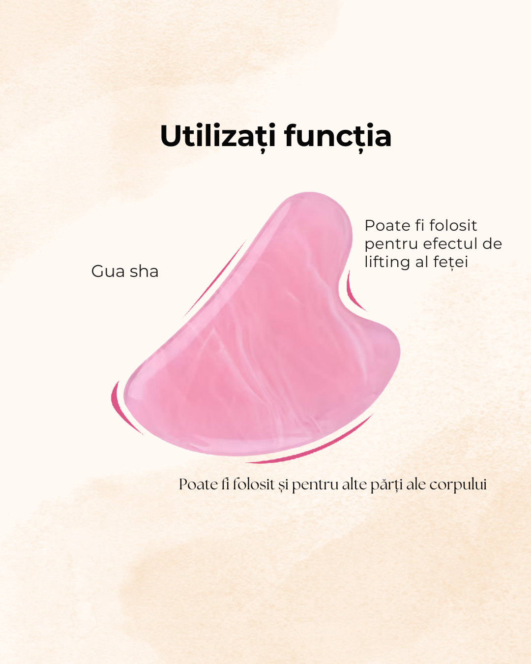 Piatra Gua Sha din Jad Roz pentru masaj 7,5 cm