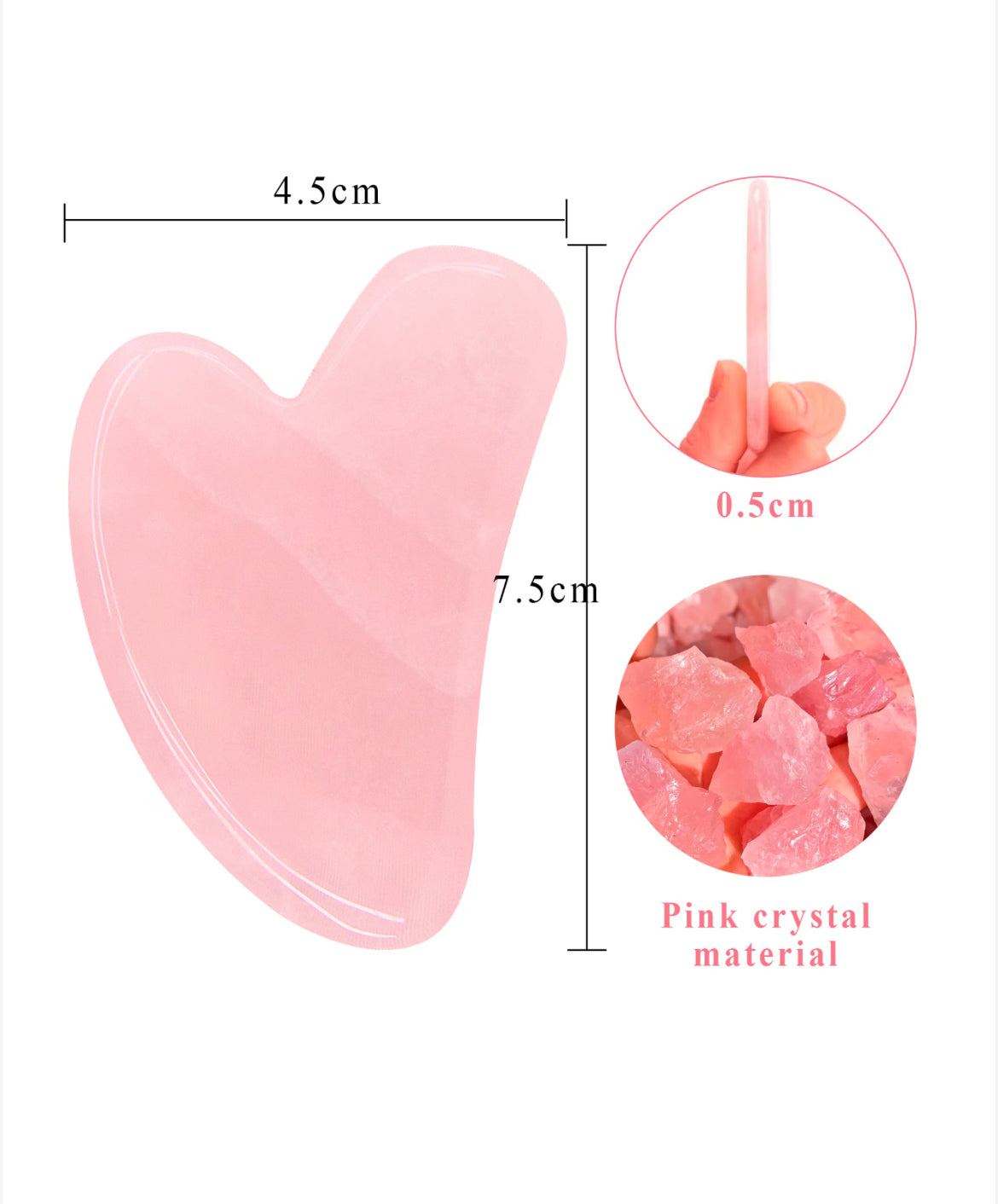 Piatra Gua Sha din Jad Roz pentru masaj 7,5 cm