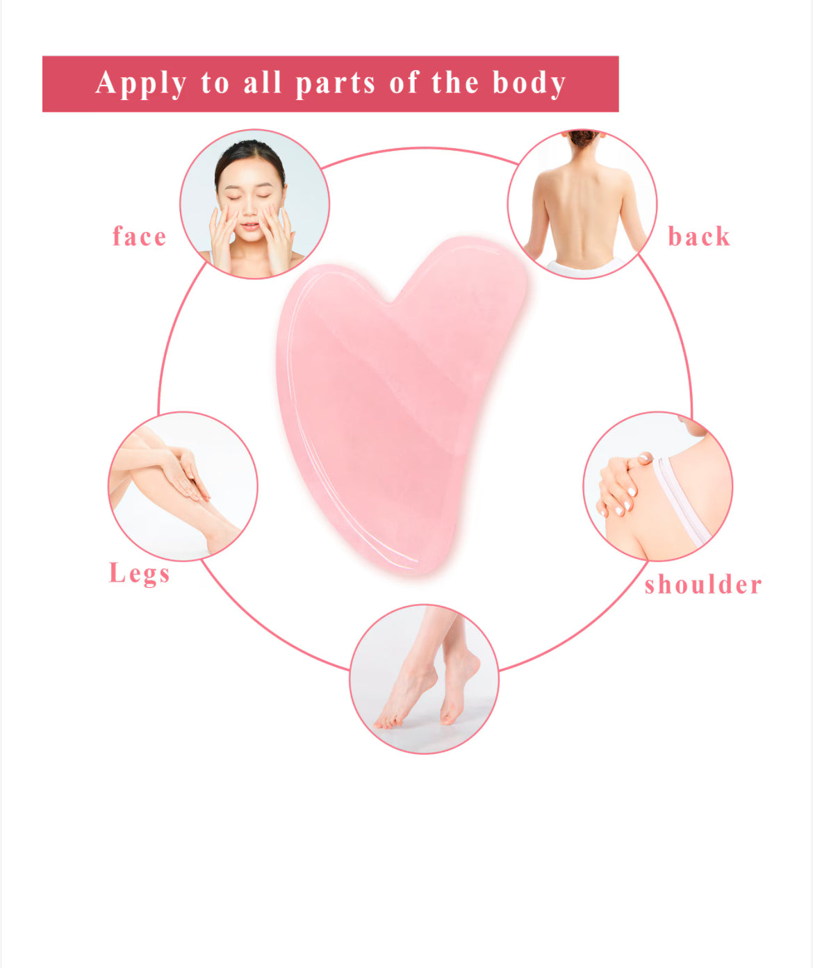 Piatra Gua Sha din Jad Roz pentru masaj 7,5 cm