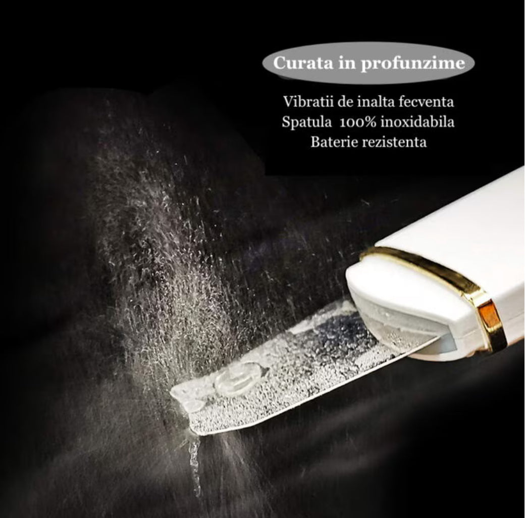 Aparat de curatare faciala cu ultrasunete, indepartare puncte negre, hidratare, curatare ten, alb, Bell™